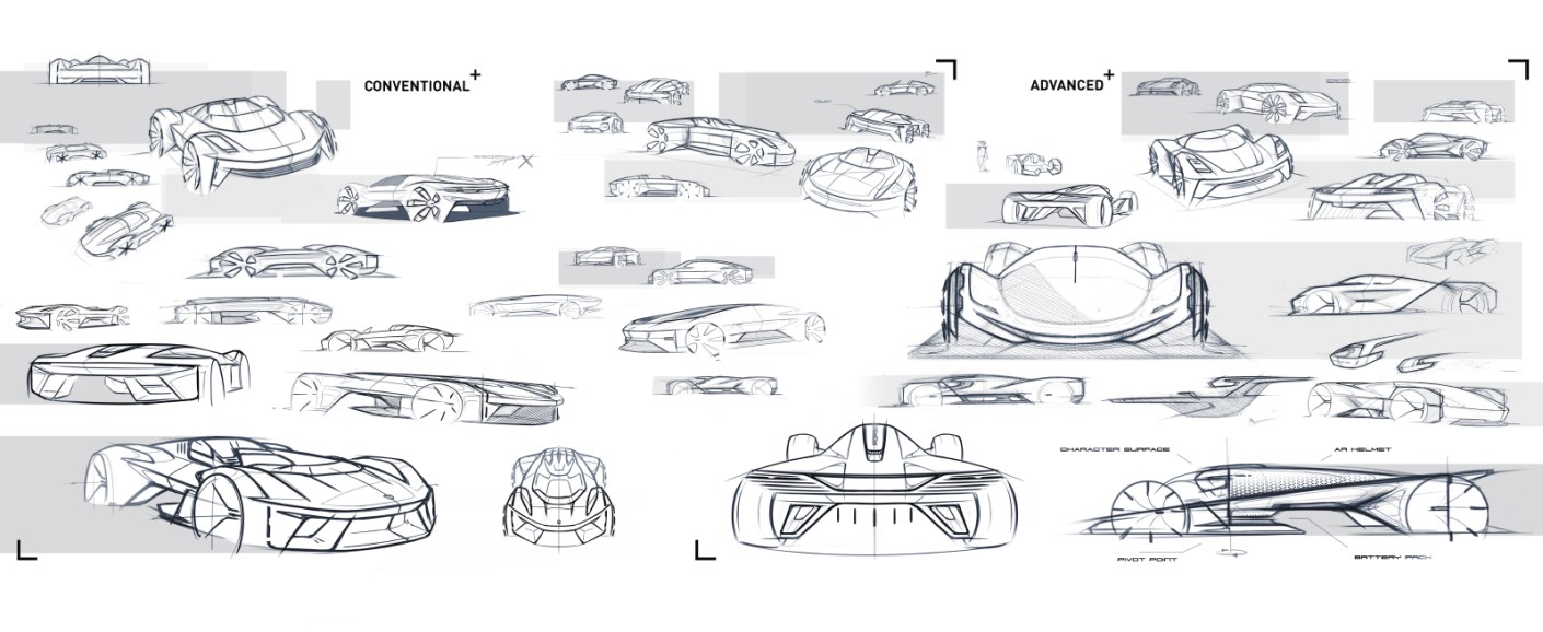 Porsche Ucan project sketches by David Wunderlich