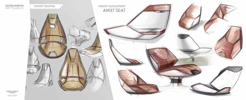 Aston Martin Quintessence AM37 seat design development sketches