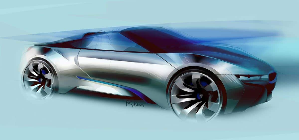 BMW i8 Spyder concept sketch by Richard Kim