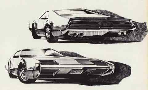 Oldsmobile Toronado sketch by Syd Mead